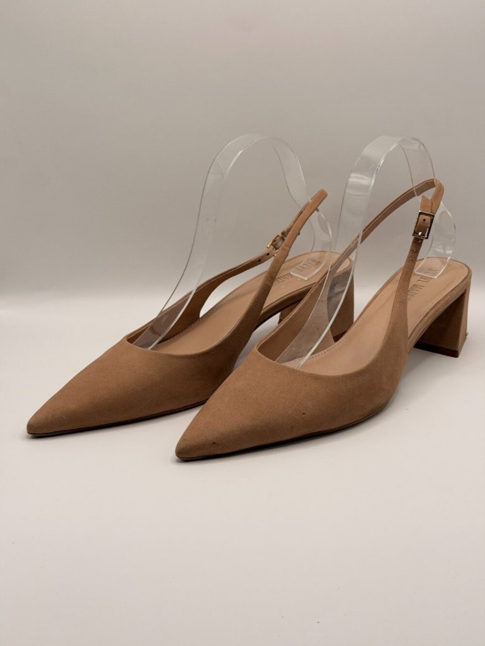 Steve Madden Womens Robyn Tan Nubuck Beihe  Pointy Toe Slingback Heel Sz 9.5